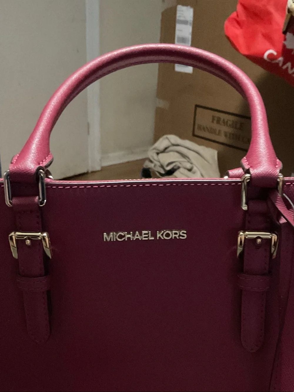 Michael Kors Maroon Saffiano Leather Satchel
